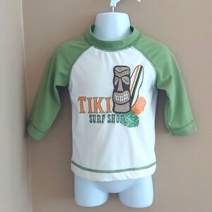 Gymboree long raglan sleeve rash guard swim - surf tiki green - 18/24mos
